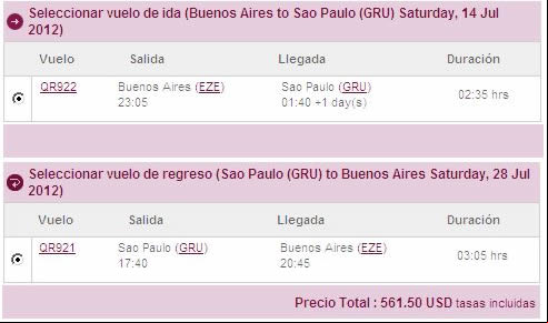 vuelo LAN Buenos Aires - San Pablo