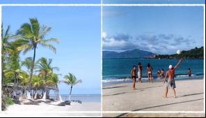 playas con montes y playas con cocoteros